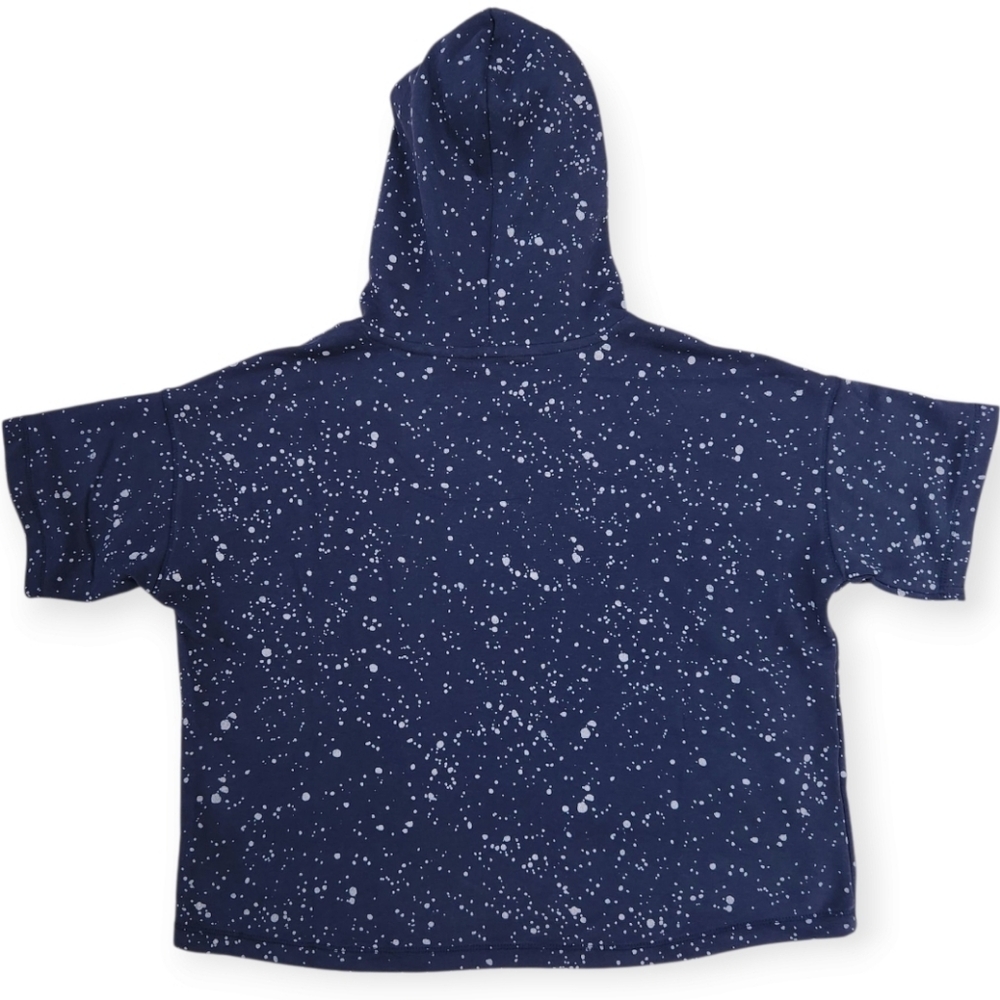 NWT Girls Crop Mid Tops Oversized Hoodie Blue Speckled Size L Coupe Collection - Picture 3 of 9